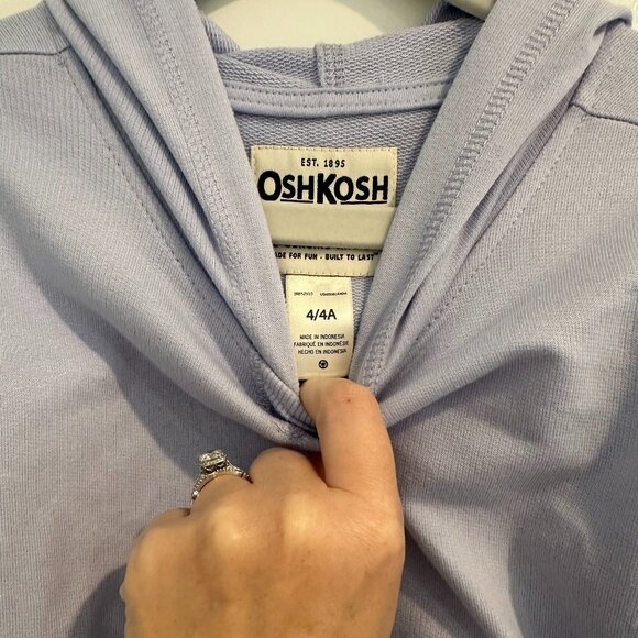 OshKosh Kid Hooded Fleece Pullover Girls Size 4/4A Light Purple - Picture 3 of 3